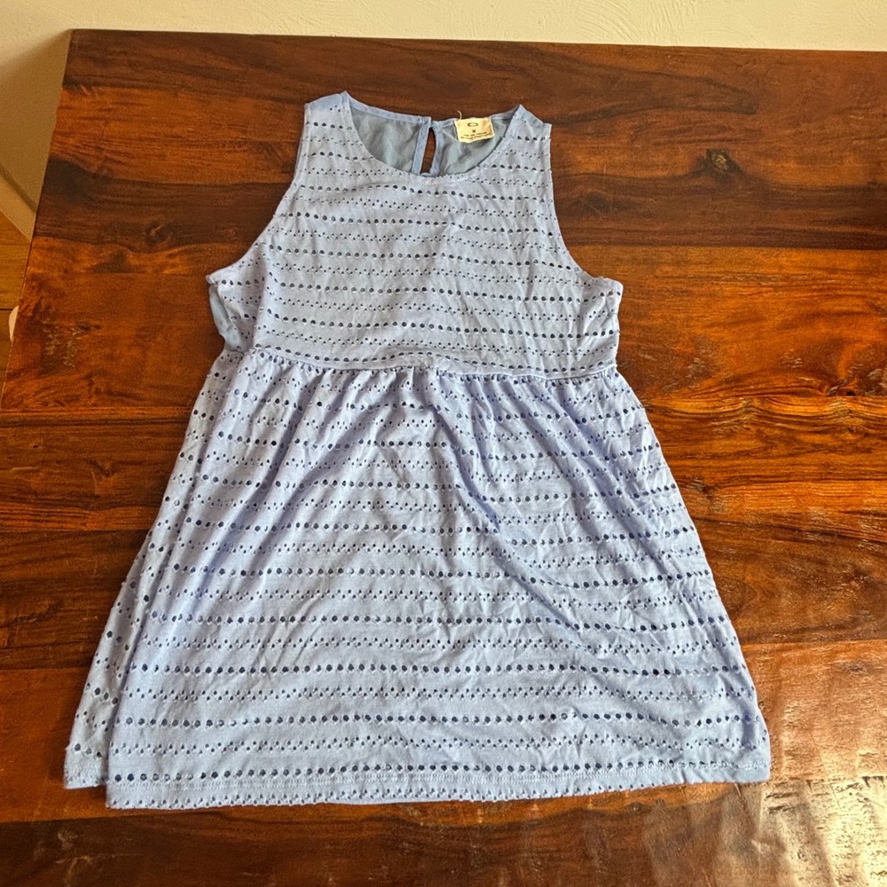Pins and Needles Blue Eyelet Babydoll Sleeveless Top Womens Size M Button Back‎